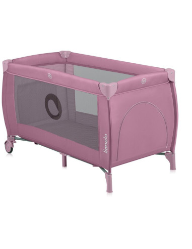 BN-LO-STEFI_PLUS_PINK_MAGNOLIA,Patut pliant, Lionelo, Stefi Plus, Cu doua nivele, Cu intrare laterala cu fermoar, 2 roti, 120 x 