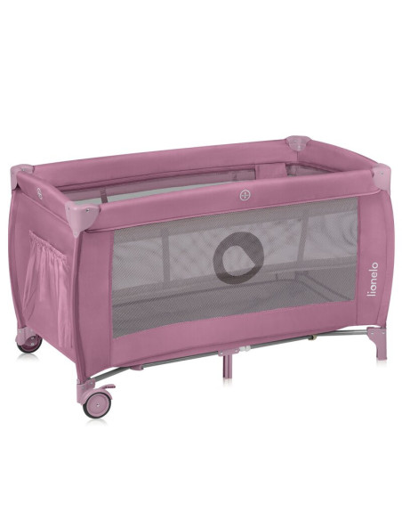 BN-LO-STEFI_PLUS_PINK_MAGNOLIA,Patut pliant, Lionelo, Stefi Plus, Cu doua nivele, Cu intrare laterala cu fermoar, 2 roti, 120 x 