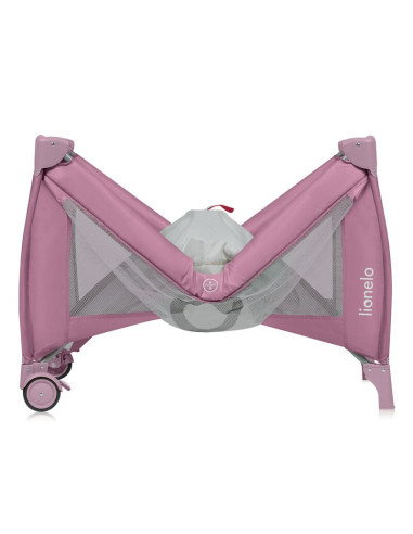 BN-LO-STEFI_PLUS_PINK_MAGNOLIA,Patut pliant, Lionelo, Stefi Plus, Cu doua nivele, Cu intrare laterala cu fermoar, 2 roti, 120 x 