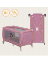 BN-LO-STEFI_PLUS_PINK_MAGNOLIA,Patut pliant, Lionelo, Stefi Plus, Cu doua nivele, Cu intrare laterala cu fermoar, 2 roti, 120 x 