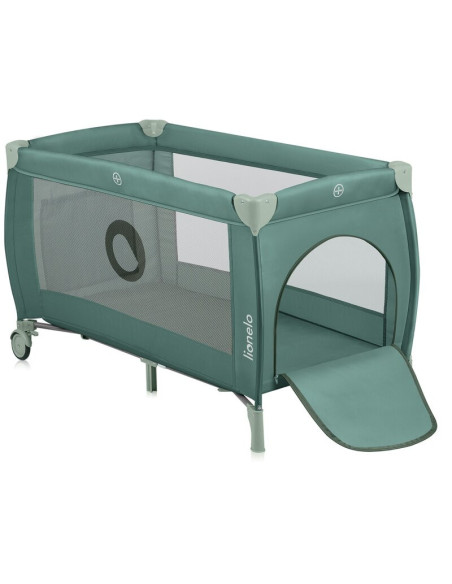 BN-LO-STEFI_PLUS_GREEN_OLIVE,Patut pliant, Lionelo, Stefi Plus, Cu doua nivele, Cu intrare laterala cu fermoar, 2 roti, 120 x 60