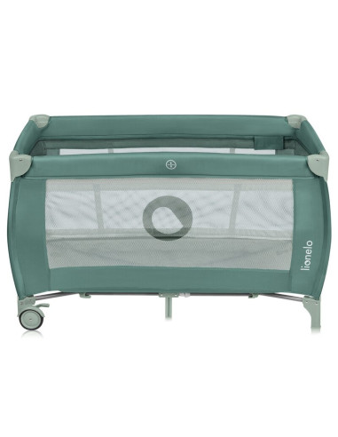 BN-LO-STEFI_PLUS_GREEN_OLIVE,Patut pliant, Lionelo, Stefi Plus, Cu doua nivele, Cu intrare laterala cu fermoar, 2 roti, 120 x 60