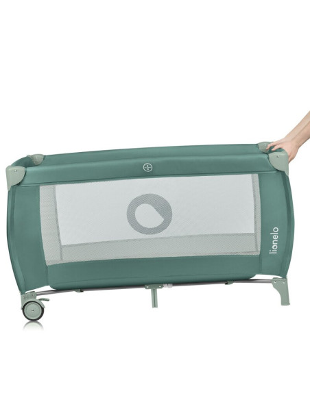 BN-LO-STEFI_PLUS_GREEN_OLIVE,Patut pliant, Lionelo, Stefi Plus, Cu doua nivele, Cu intrare laterala cu fermoar, 2 roti, 120 x 60