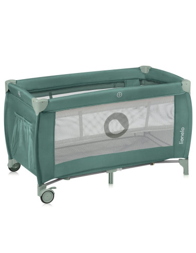 BN-LO-STEFI_PLUS_GREEN_OLIVE,Patut pliant, Lionelo, Stefi Plus, Cu doua nivele, Cu intrare laterala cu fermoar, 2 roti, 120 x 60