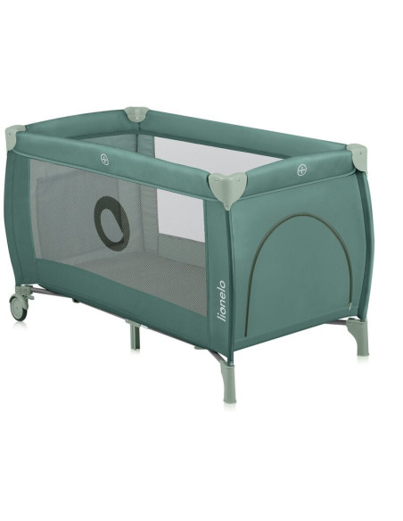 BN-LO-STEFI_PLUS_GREEN_OLIVE,Patut pliant, Lionelo, Stefi Plus, Cu doua nivele, Cu intrare laterala cu fermoar, 2 roti, 120 x 60