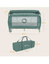 BN-LO-STEFI_PLUS_GREEN_OLIVE,Patut pliant, Lionelo, Stefi Plus, Cu doua nivele, Cu intrare laterala cu fermoar, 2 roti, 120 x 60