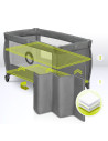 BN-LO-STEFI_PLUS_GREEN_OLIVE,Patut pliant, Lionelo, Stefi Plus, Cu doua nivele, Cu intrare laterala cu fermoar, 2 roti, 120 x 60