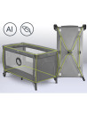 BN-LO-STEFI_PLUS_GREEN_OLIVE,Patut pliant, Lionelo, Stefi Plus, Cu doua nivele, Cu intrare laterala cu fermoar, 2 roti, 120 x 60