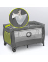 BN-LO-STEFI_PLUS_GREEN_OLIVE,Patut pliant, Lionelo, Stefi Plus, Cu doua nivele, Cu intrare laterala cu fermoar, 2 roti, 120 x 60