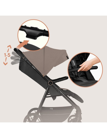 BN-LO-MIRA_BEIGE_SAND,Carucior sport, Lionelo, Mira, Maner reglabil in 5 pozitii, Spatar si suport de picioare reglabile, Plasa 