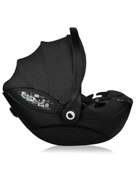 BN-LO-MOXIE_I-SIZE_BLACK_CARBON,Scoica auto, Lionelo, Moxie, i-Size, 40-87 cm, Tetiera reglabila, intarita cu spuma de memorie, 
