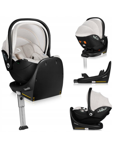BN-LO-MOXIE_I-SIZE_SET_BEIGE_SAND,Scoica auto, Lionelo, Moxie, i-Size, Include baza rotativa 360 cu picior de fixare, 40-87 cm, 