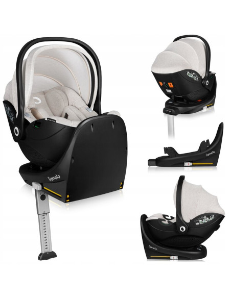 BN-LO-MOXIE_I-SIZE_SET_BEIGE_SAND,Scoica auto, Lionelo, Moxie, i-Size, Include baza rotativa 360 cu picior de fixare, 40-87 cm, 