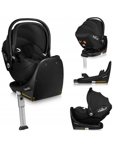 BN-LO-MOXIE_I-SIZE_SET_BLACK_CARBON,Scoica auto, Lionelo, Moxie, i-Size, Include baza rotativa 360 cu picior de fixare, 40-87 cm