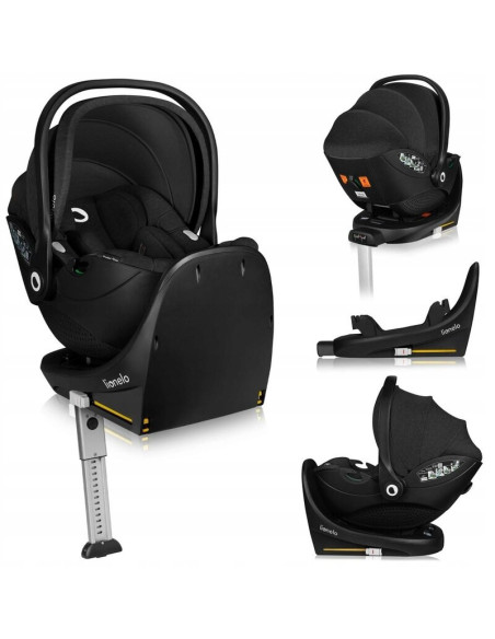 BN-LO-MOXIE_I-SIZE_SET_BLACK_CARBON,Scoica auto, Lionelo, Moxie, i-Size, Include baza rotativa 360 cu picior de fixare, 40-87 cm
