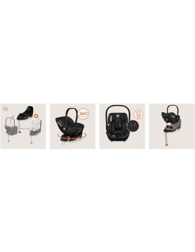 BN-LO-MOXIE_I-SIZE_SET_BLACK_CARBON,Scoica auto, Lionelo, Moxie, i-Size, Include baza rotativa 360 cu picior de fixare, 40-87 cm