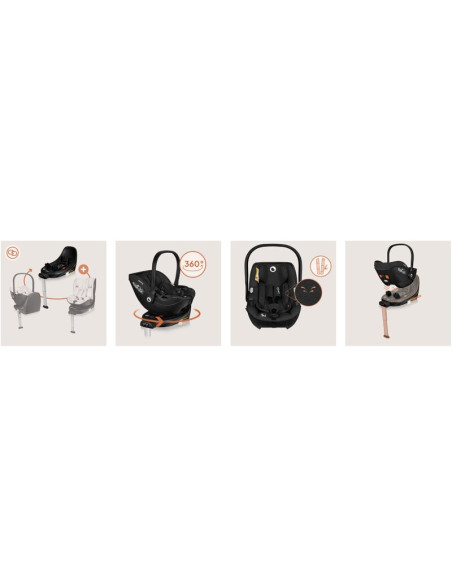 BN-LO-MOXIE_I-SIZE_SET_BLACK_CARBON,Scoica auto, Lionelo, Moxie, i-Size, Include baza rotativa 360 cu picior de fixare, 40-87 cm