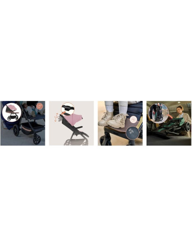 BN-LO-MIRA_PINK_ROSE,Carucior sport, Lionelo, Mira, Maner reglabil in 5 pozitii, Spatar si suport de picioare reglabile, Plasa d