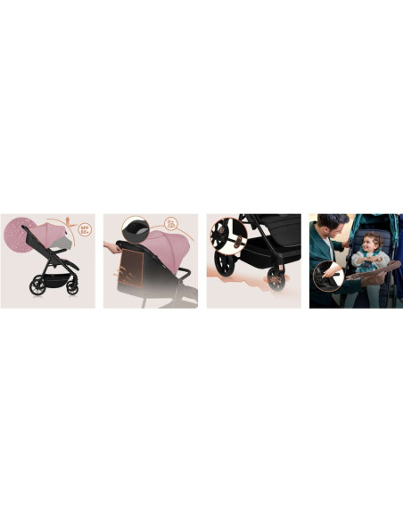 BN-LO-MIRA_PINK_ROSE,Carucior sport, Lionelo, Mira, Maner reglabil in 5 pozitii, Spatar si suport de picioare reglabile, Plasa d