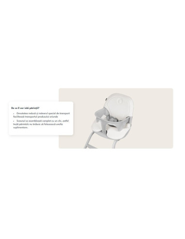 BN-LO-DALIA_GREY_STONE,Scaun de masa, Lionelo, Dalia, 2 in 1, Transformabil, Cu 2 suporturi pentru picioare, Cu tavita detasabil
