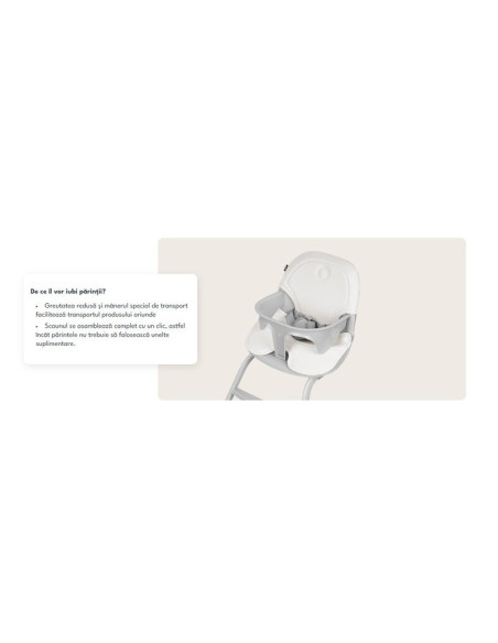 BN-LO-DALIA_GREY_STONE,Scaun de masa, Lionelo, Dalia, 2 in 1, Transformabil, Cu 2 suporturi pentru picioare, Cu tavita detasabil