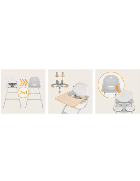 BN-LO-DALIA_GREY_STONE,Scaun de masa, Lionelo, Dalia, 2 in 1, Transformabil, Cu 2 suporturi pentru picioare, Cu tavita detasabil