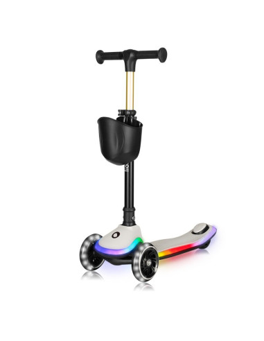 BN-LO-MEY_BEIGE_SAND,Trotineta pentru copii, Lionelo, Mey, Ultrapliabila, Cu lumini si cosulet, Maner ajustabil pe inaltime, 3 a