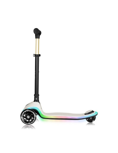 BN-LO-MEY_BEIGE_SAND,Trotineta pentru copii, Lionelo, Mey, Ultrapliabila, Cu lumini si cosulet, Maner ajustabil pe inaltime, 3 a