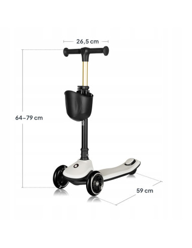 BN-LO-MEY_BEIGE_SAND,Trotineta pentru copii, Lionelo, Mey, Ultrapliabila, Cu lumini si cosulet, Maner ajustabil pe inaltime, 3 a