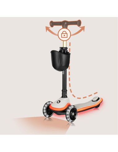 BN-LO-MEY_BEIGE_SAND,Trotineta pentru copii, Lionelo, Mey, Ultrapliabila, Cu lumini si cosulet, Maner ajustabil pe inaltime, 3 a