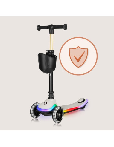 BN-LO-MEY_BEIGE_SAND,Trotineta pentru copii, Lionelo, Mey, Ultrapliabila, Cu lumini si cosulet, Maner ajustabil pe inaltime, 3 a