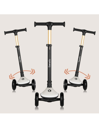 BN-LO-MEY_BEIGE_SAND,Trotineta pentru copii, Lionelo, Mey, Ultrapliabila, Cu lumini si cosulet, Maner ajustabil pe inaltime, 3 a