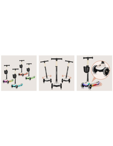 BN-LO-MEY_BEIGE_SAND,Trotineta pentru copii, Lionelo, Mey, Ultrapliabila, Cu lumini si cosulet, Maner ajustabil pe inaltime, 3 a