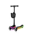 BN-LO-MEY_BLACK_ONYX,Trotineta pentru copii, Lionelo, Mey, Ultrapliabila, Cu lumini si cosulet, Maner ajustabil pe inaltime, 3 a