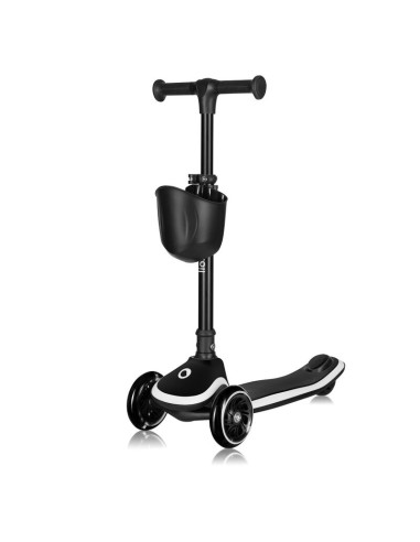 BN-LO-MEY_BLACK_ONYX,Trotineta pentru copii, Lionelo, Mey, Ultrapliabila, Cu lumini si cosulet, Maner ajustabil pe inaltime, 3 a