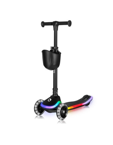 BN-LO-MEY_BLACK_ONYX,Trotineta pentru copii, Lionelo, Mey, Ultrapliabila, Cu lumini si cosulet, Maner ajustabil pe inaltime, 3 a