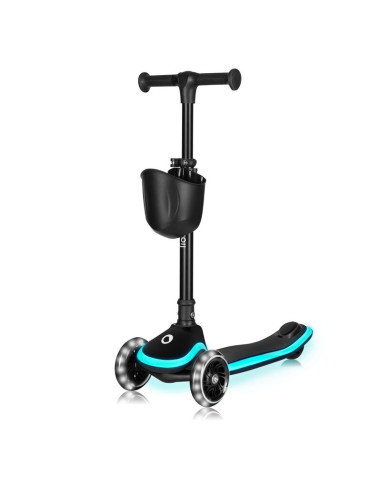 BN-LO-MEY_BLACK_ONYX,Trotineta pentru copii, Lionelo, Mey, Ultrapliabila, Cu lumini si cosulet, Maner ajustabil pe inaltime, 3 a