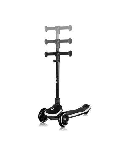 BN-LO-MEY_BLACK_ONYX,Trotineta pentru copii, Lionelo, Mey, Ultrapliabila, Cu lumini si cosulet, Maner ajustabil pe inaltime, 3 a