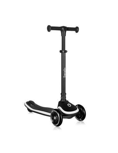 BN-LO-MEY_BLACK_ONYX,Trotineta pentru copii, Lionelo, Mey, Ultrapliabila, Cu lumini si cosulet, Maner ajustabil pe inaltime, 3 a