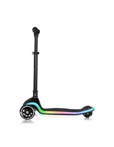 BN-LO-MEY_BLACK_ONYX,Trotineta pentru copii, Lionelo, Mey, Ultrapliabila, Cu lumini si cosulet, Maner ajustabil pe inaltime, 3 a