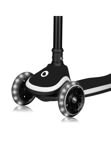 BN-LO-MEY_BLACK_ONYX,Trotineta pentru copii, Lionelo, Mey, Ultrapliabila, Cu lumini si cosulet, Maner ajustabil pe inaltime, 3 a