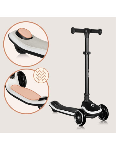 BN-LO-MEY_BLACK_ONYX,Trotineta pentru copii, Lionelo, Mey, Ultrapliabila, Cu lumini si cosulet, Maner ajustabil pe inaltime, 3 a