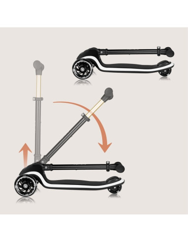 BN-LO-MEY_BLACK_ONYX,Trotineta pentru copii, Lionelo, Mey, Ultrapliabila, Cu lumini si cosulet, Maner ajustabil pe inaltime, 3 a