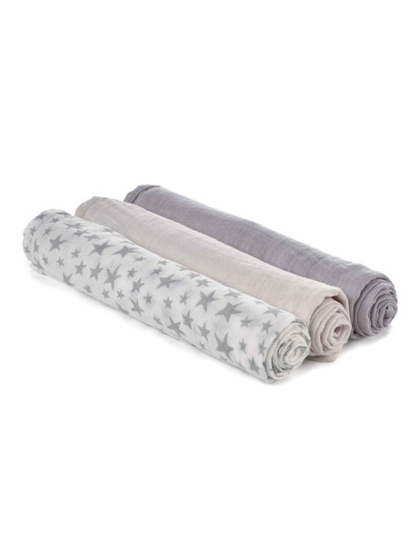 BN-8420421089156,Set 3 scutece, Jane, Din muselina de bambus, Hipoalergenice, 80 x 80 cm, Star