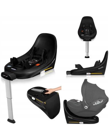 BN-LO-MOXIE_I-SIZE_BASE_BLACK,Baza scaun auto i-Size, Lionelo, Moxie, Rotativa 360, Cu isofix si picior stabilizator, Cu indicat