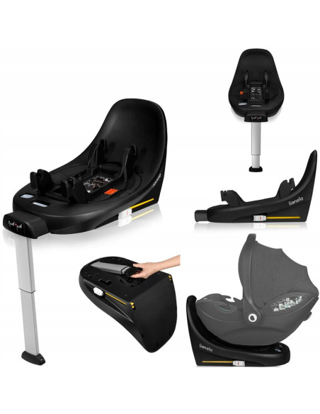 BN-LO-MOXIE_I-SIZE_BASE_BLACK,Baza scaun auto i-Size, Lionelo, Moxie, Rotativa 360, Cu isofix si picior stabilizator, Cu indicat