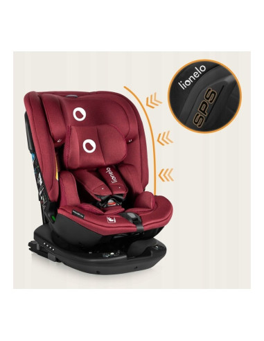 BN-LO-BASTIAAN_RWF_ISIZE_RED_BURGUNDY,Scaun auto, Lionelo, Bastiaan RWF i-Size, Pozitie de somn, Protectie laterala, Rotire 360 