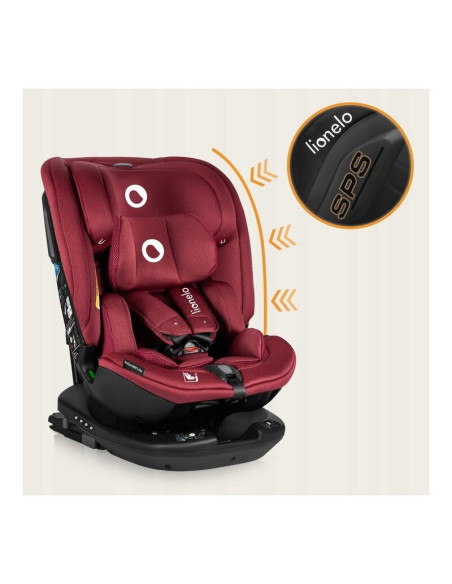 BN-LO-BASTIAAN_RWF_ISIZE_RED_BURGUNDY,Scaun auto, Lionelo, Bastiaan RWF i-Size, Pozitie de somn, Protectie laterala, Rotire 360 