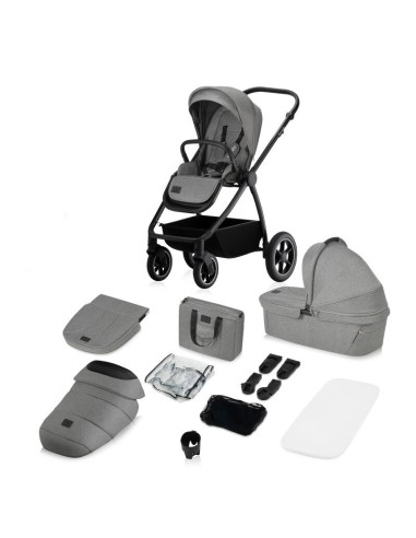 BN-LO-MERIL_2IN1_GREY_STONE,Carucior 2 in 1, Lionelo, Meril, Cu landou si scaun cu dimensiune XL, Reversibil, Cu sistem de venti