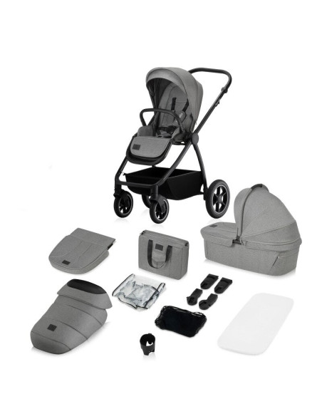 BN-LO-MERIL_2IN1_GREY_STONE,Carucior 2 in 1, Lionelo, Meril, Cu landou si scaun cu dimensiune XL, Reversibil, Cu sistem de venti